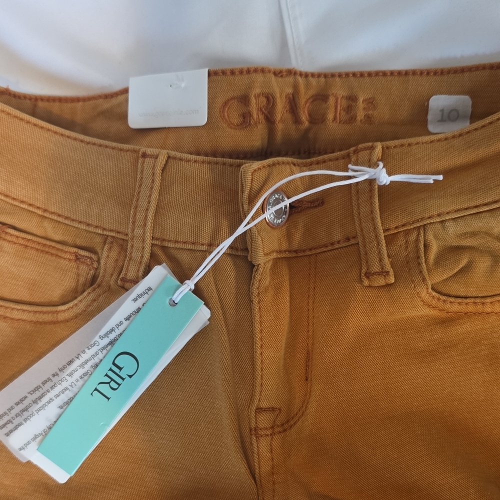 Grace in LA Girls Flare Jeans Size 10 Mustard Stretch Denim NWT - Picture 5 of 5